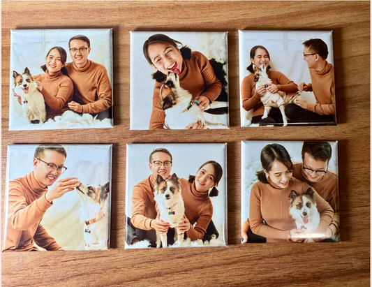 Personalized Photo Magnets (Set of 9 ) + Frame (22cm by 22cm)