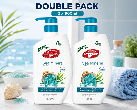 Lifebuoy Sea Mineral & Salt Antibacterial Body Wash 900ml – Single & Double Pack