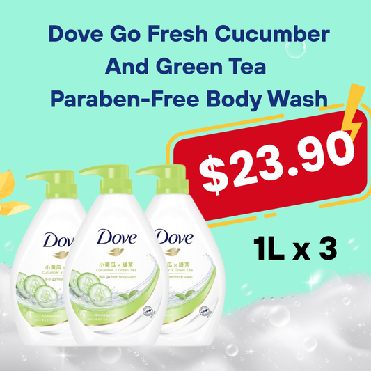 Bundle of 2 / 3 - Dove Go Fresh Cucumber And Green Tea Paraben-Free Body Wash 1L