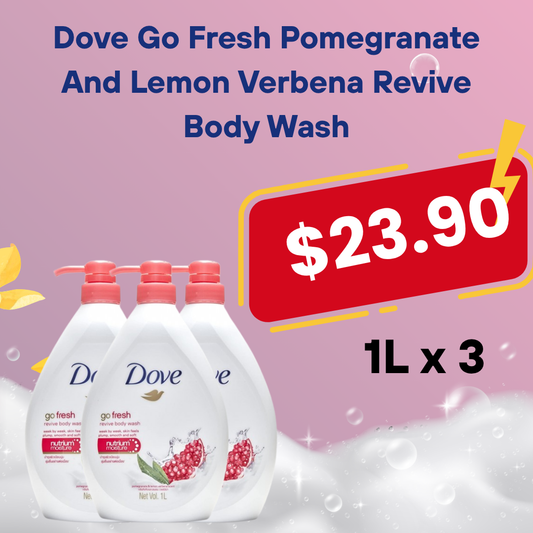 Bundle of 2 / 3 - Dove Go Fresh Pomegranate And Lemon Verbena Revive Body Wash 1L