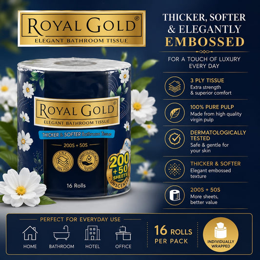 Royal Gold Royal Gold Elegant Bathroom Tissue 3 Ply 16 Rolls