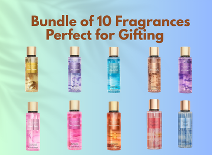 Victoria's Secret Body Mist - 250 ml (Bundle of 10 Fragrances) - Perfect for Gifting !