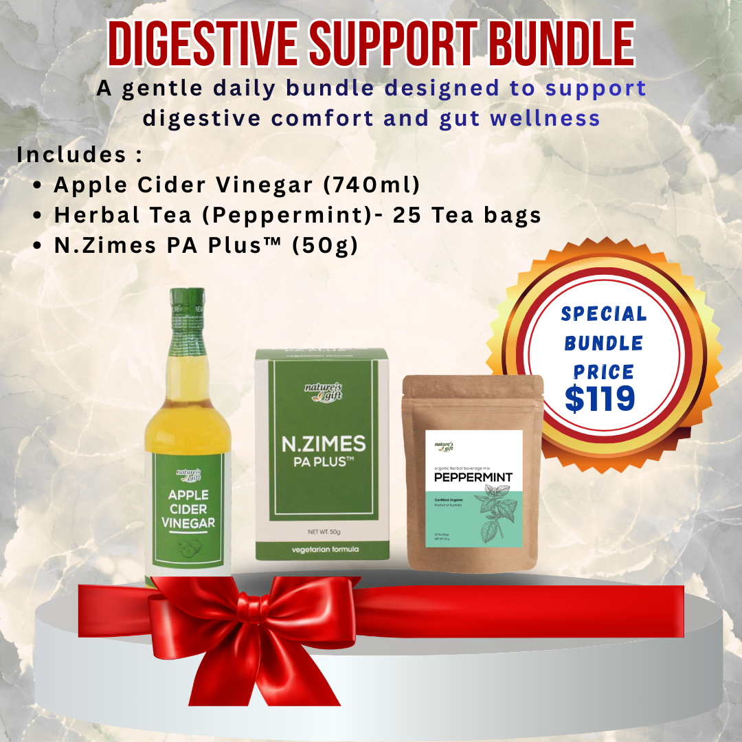 Digestive Support Bundle -  Apple Cider Vinegar, Herbal Peppermint Tea & N.Zimes PA Plus™