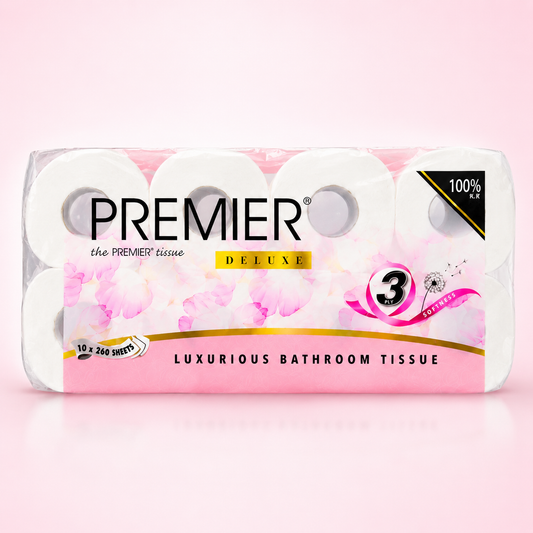 Premier Deluxe Luxurious Bathroom Tissue – 10 Rolls / Triple Pack Bundle 30 Rolls