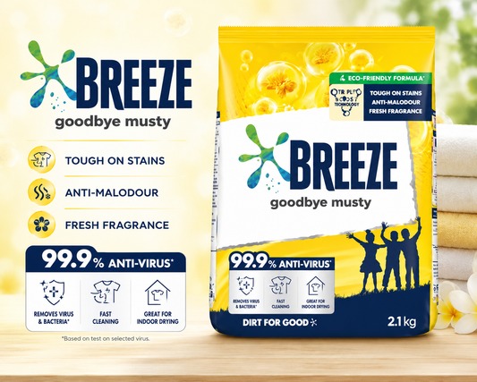 Breeze Goodbye Musty 99.9% Anti-Virus Powder Detergent 2.1kg