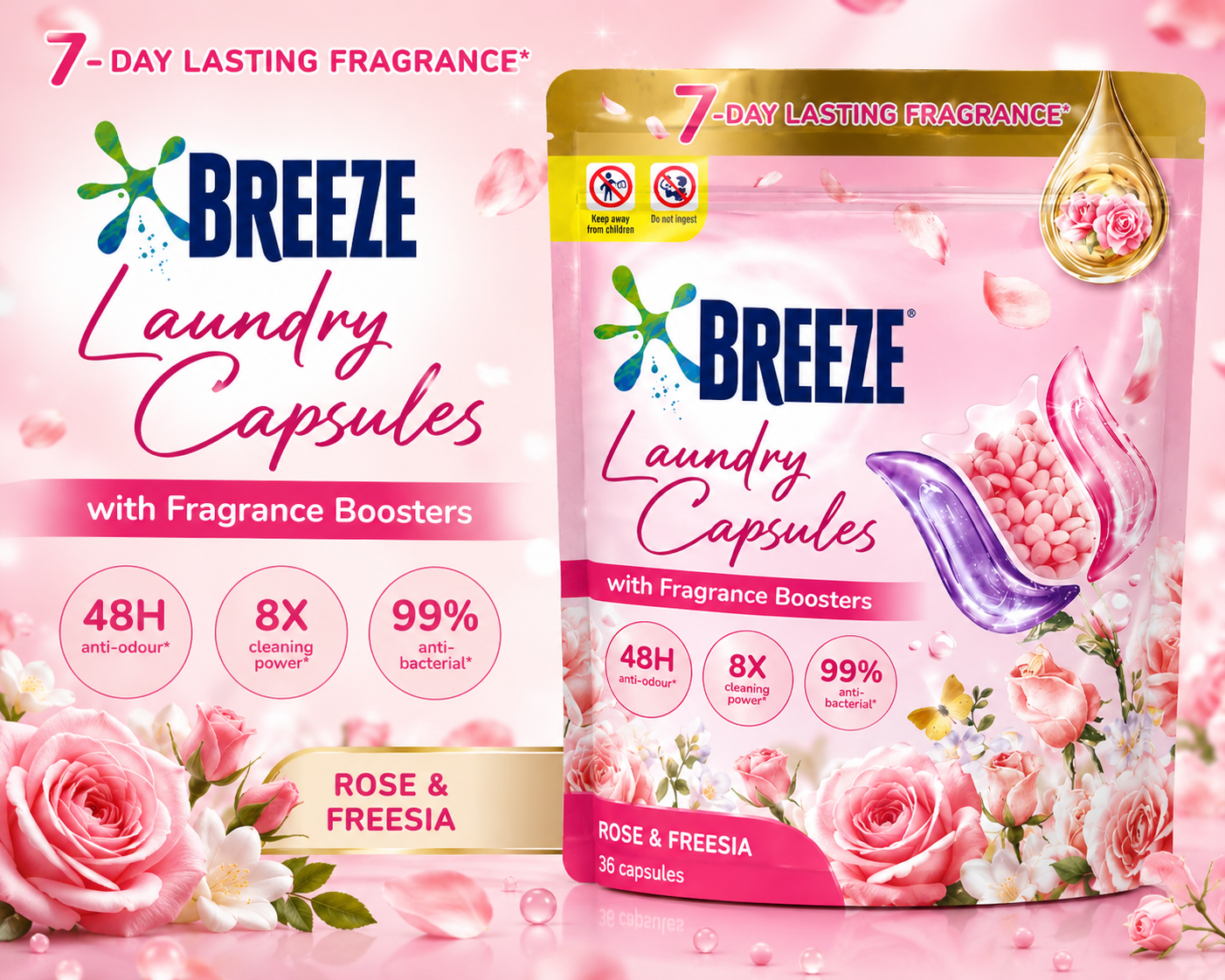 Breeze Laundry Capsules with Fragrance Boosters – 7-Day Lasting Fragrance