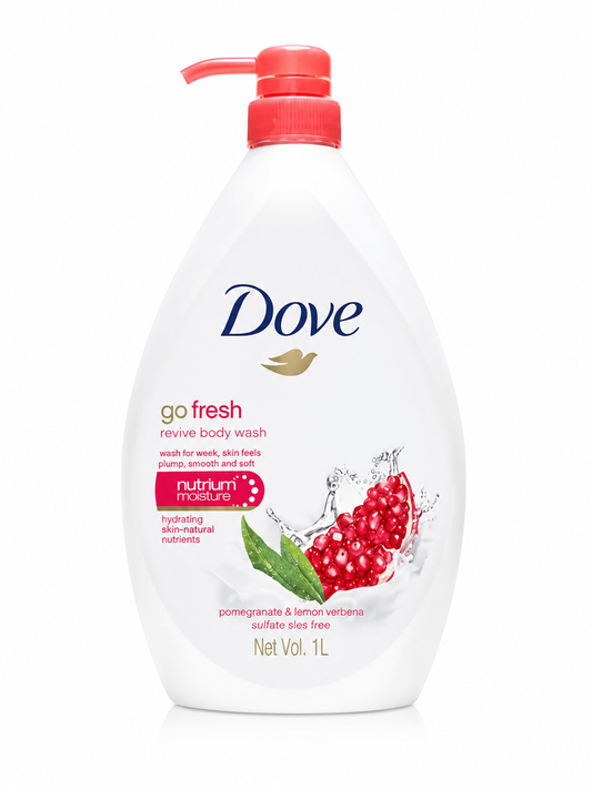 Dove Go Fresh Pomegranate & Lemon Verbena Revive Body Wash 1L – Single & Double Pack
