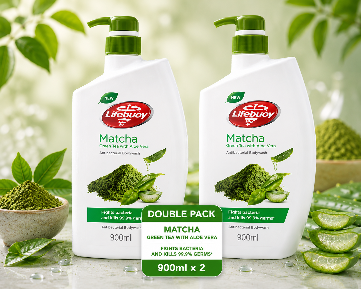 Lifebuoy Matcha Green Tea with Aloe Vera Body Wash 1L – Single & Double Pack