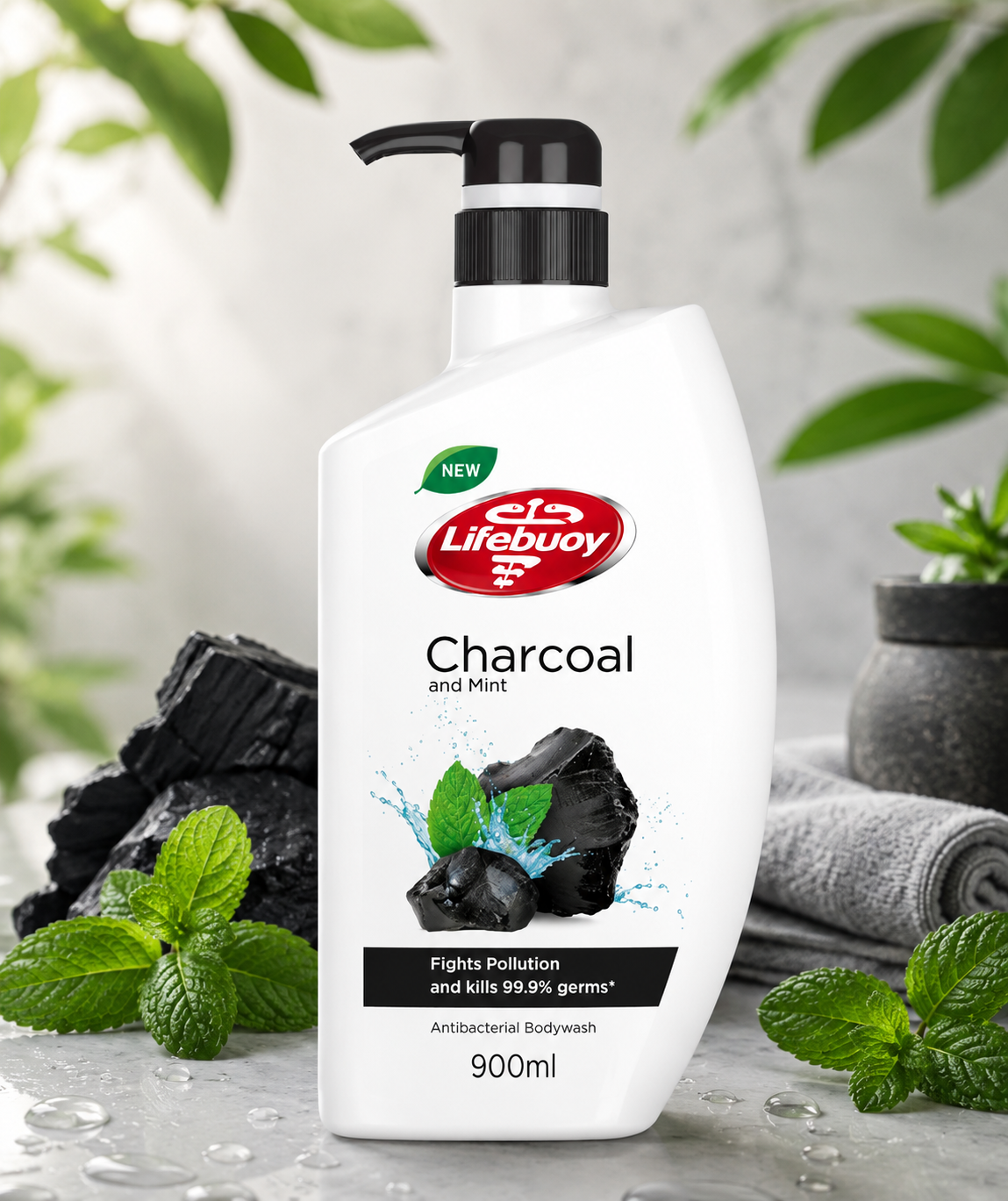 Lifebuoy Charcoal & Mint Antibacterial Body Wash 900ml – Single & Double Pack