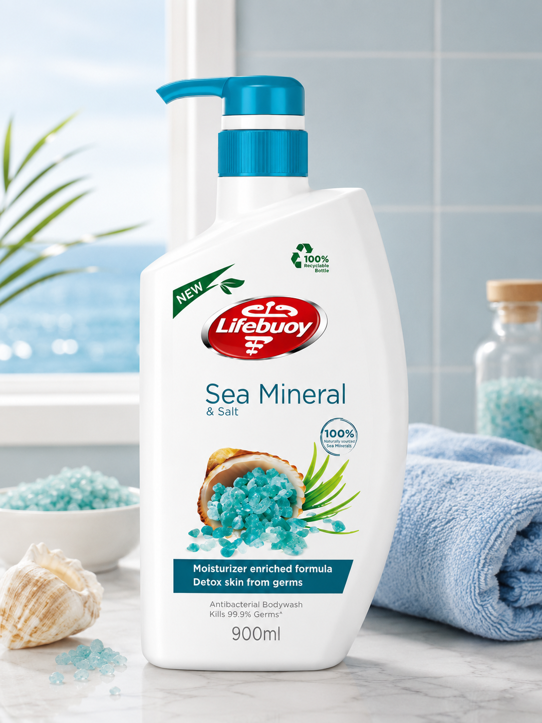Lifebuoy Sea Mineral & Salt Antibacterial Body Wash 900ml – Single & Double Pack