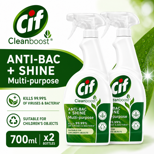 Cif Cleanboost Anti-Bac + Shine Multi-Purpose Cleaner Spray Double Pack 700ml x 2