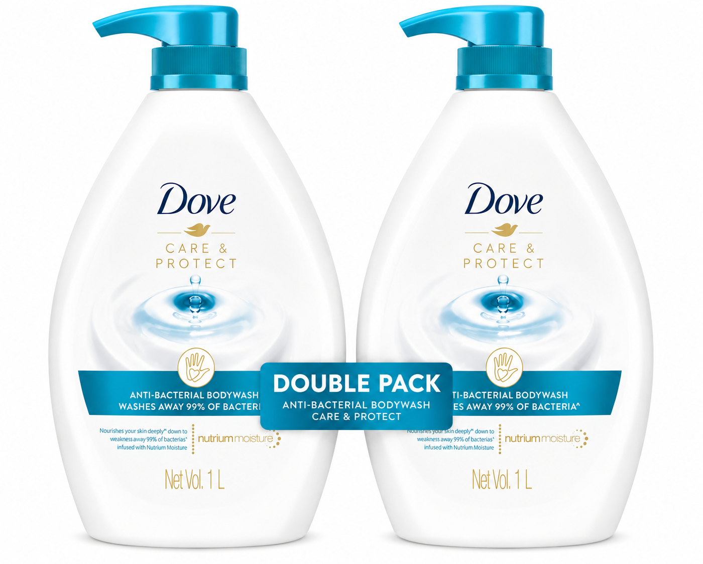 Dove Care & Protect Anti-Bacterial Body Wash 1L – Single & Double Pack