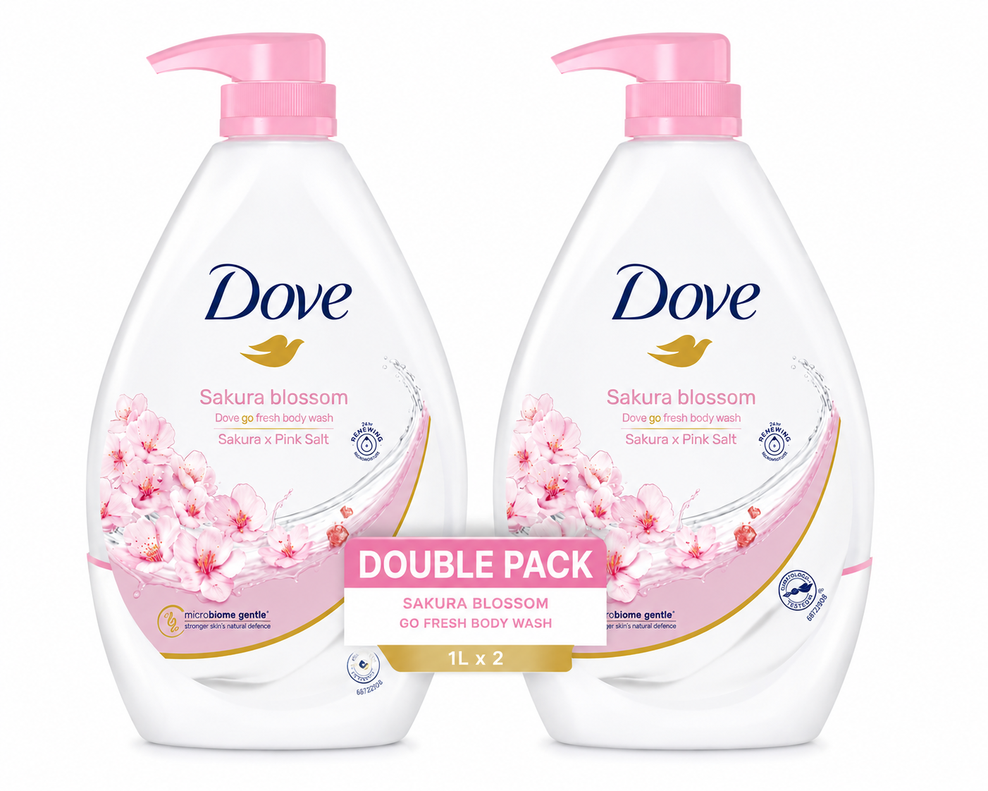 Dove Sakura x Pink Salt  Go Fresh Body Wash 1L – Single & Double Pack