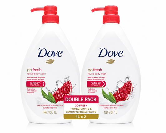Dove Go Fresh Pomegranate & Lemon Verbena Revive Body Wash 1L – Single & Double Pack