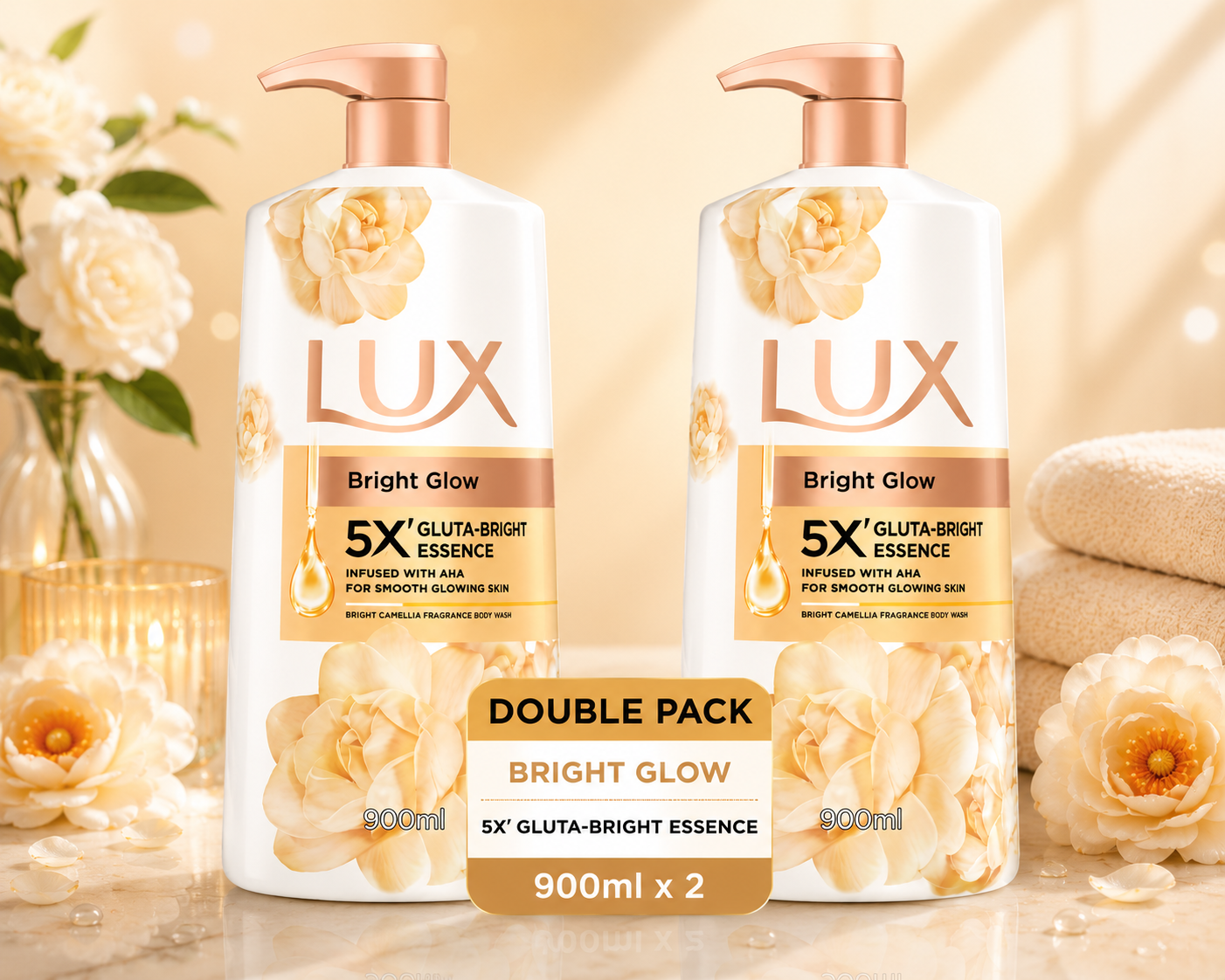 Lux Bright Glow Shower Cream 900ml – Single & Double Pack