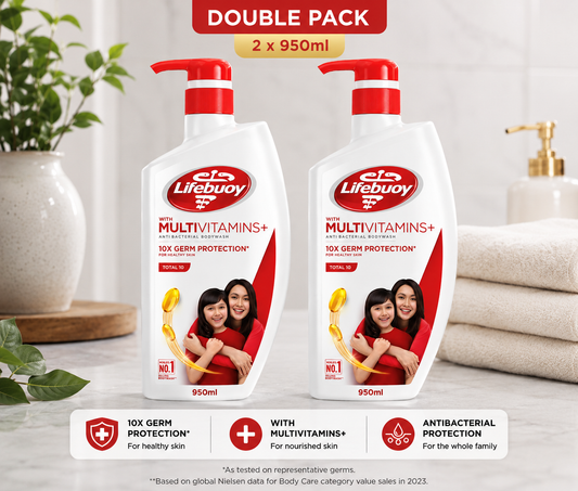 Lifebuoy Total 10 Anti-Bacterial Body Wash 950ml – Single & Double Pack