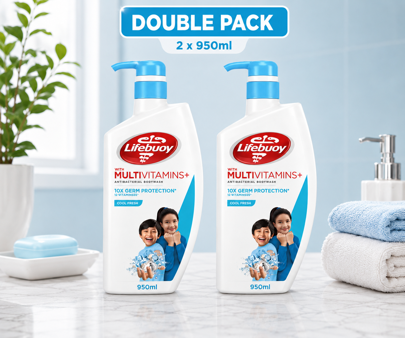 Lifebuoy Cool Fresh Anti-Bacterial Body Wash 950ml – Single & Double Pack