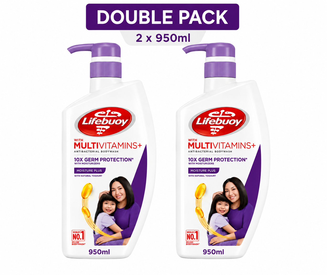 Lifebuoy Moisture Plus Anti-Bacterial Body Wash 950ml – Single & Double Pack