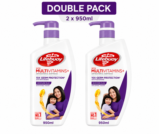 Lifebuoy Moisture Plus Anti-Bacterial Body Wash 950ml – Single & Double Pack