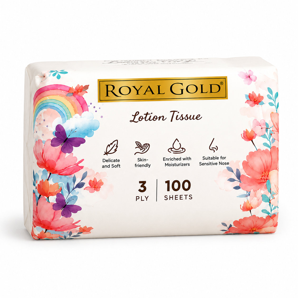 Royal Gold Lotion Tissue 3-Ply Soft Pack – 100 Sheets