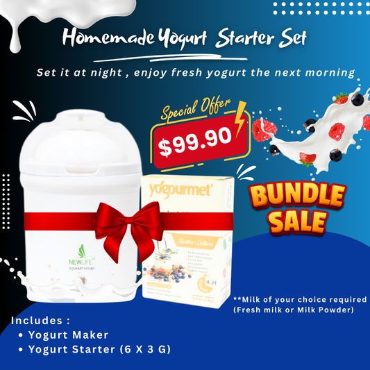 Homemade Yogurt  Starter Set - Yogurt Maker + Yogurt Starter (6 x 3g)