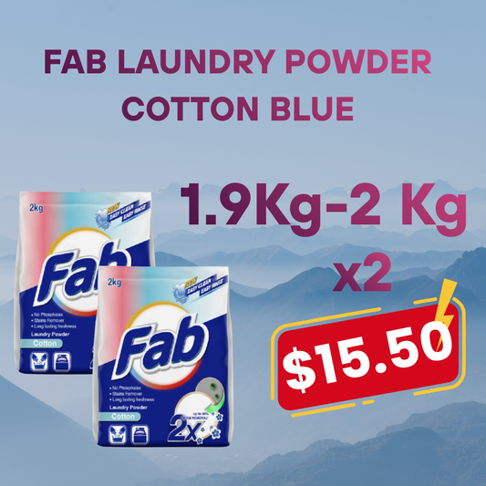 FAB LAUNDRY POWDER COTTON BLUE - 1.9-2.1KG (Bundle Pack)
