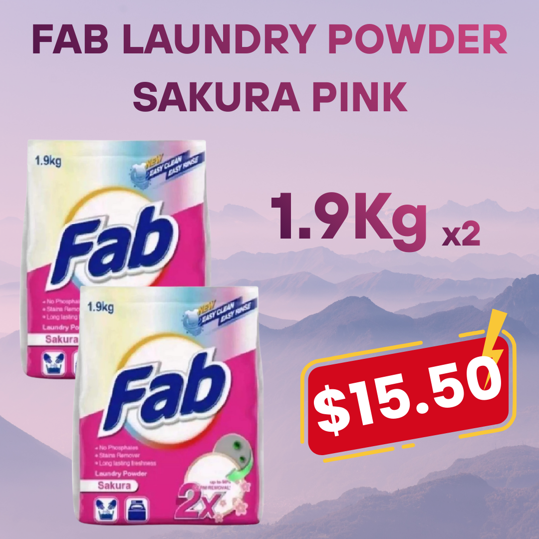 FAB LAUNDRY POWDER SAKURA PINK - 1.9kg X 2 (Bundle Pack) – JCR