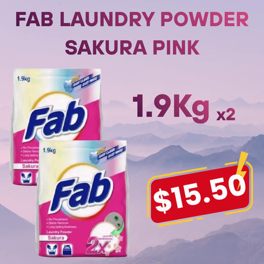 FAB LAUNDRY POWDER SAKURA PINK - 1.9kg X 2 (Bundle Pack)
