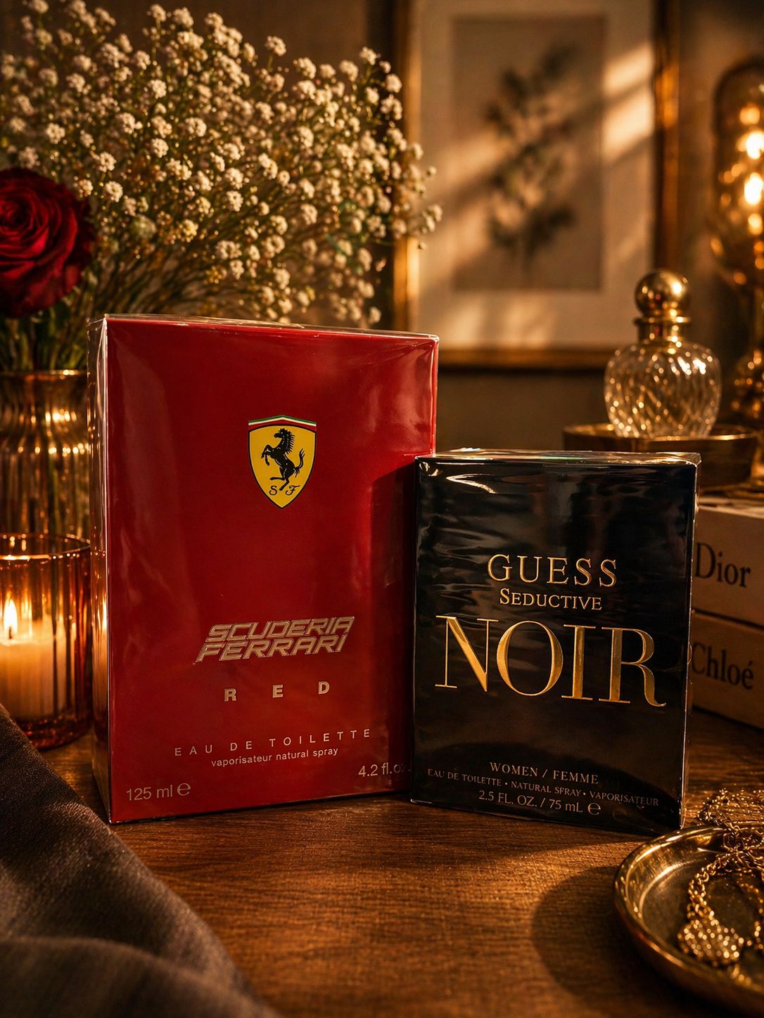 Duo 💖 His & Hers  – Ferrari Scuderia Red 125ml + Guess Seductive Noir 75ml |