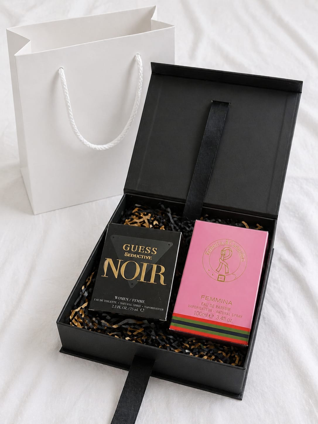 Ready-to-Gift Box - Duo 💖 Guess Seductive Noir EDT 75ML & Femmina EDP 100ml