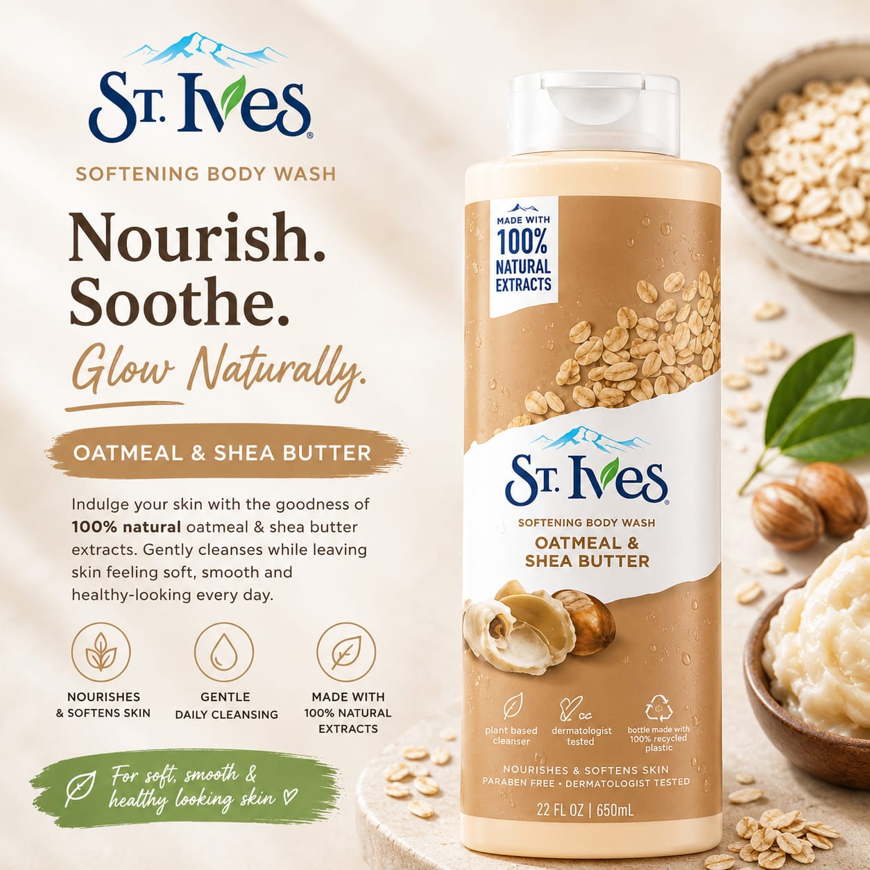 St. Ives Softening Body Wash – Oatmeal & Shea Butter 650ml