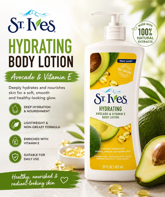 St. Ives Hydrating Body Lotion – Avocado & Vitamin E 621ml
