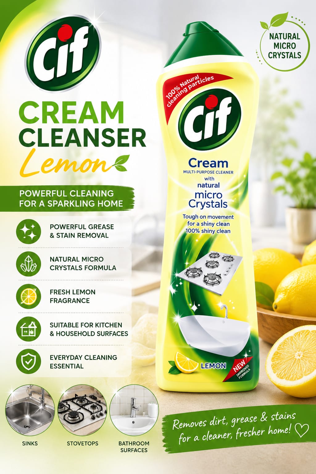 Cif Cream Cleanser Lemon 500ml