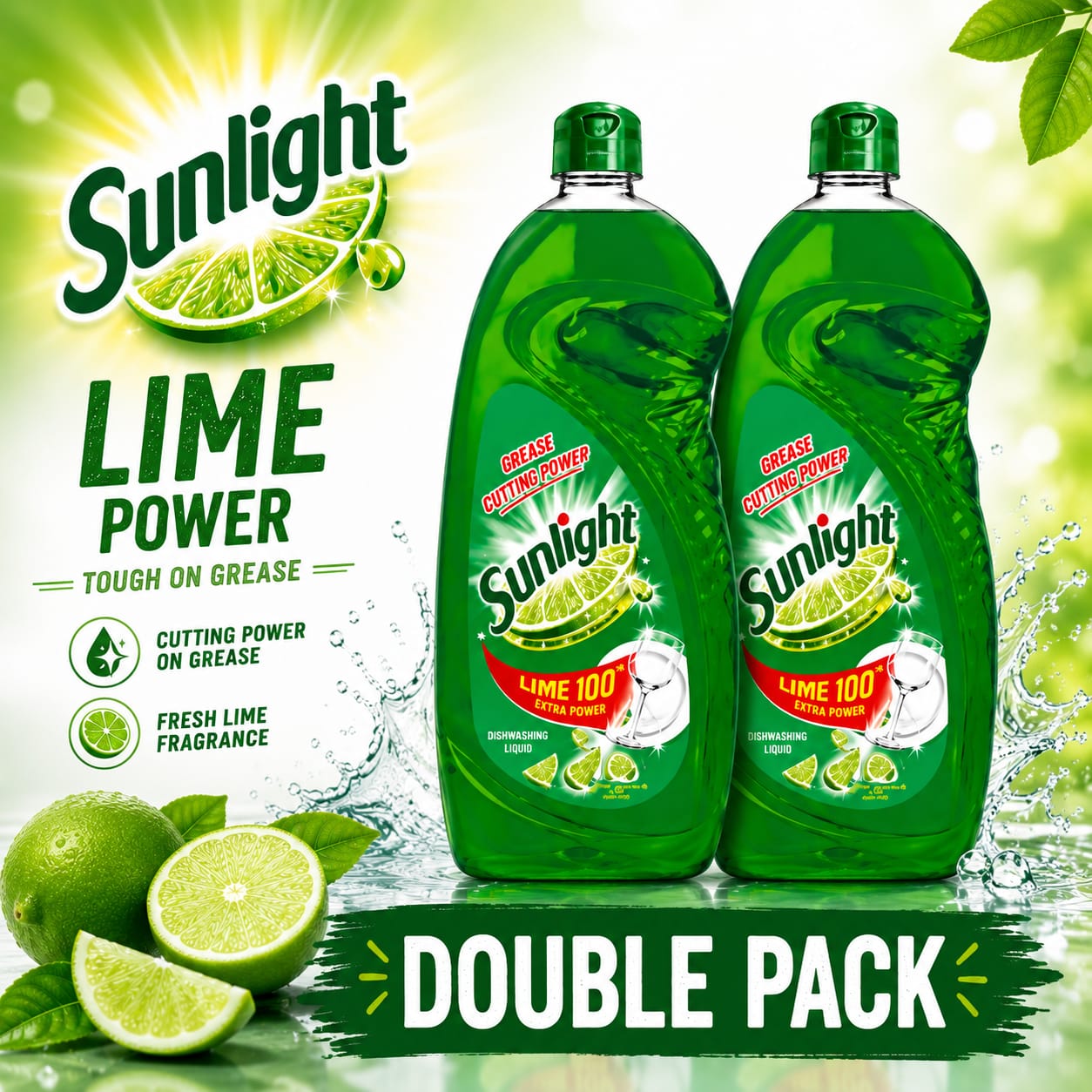 Sunlight Dishwashing Liquid Lime Double Pack 900ml x 2