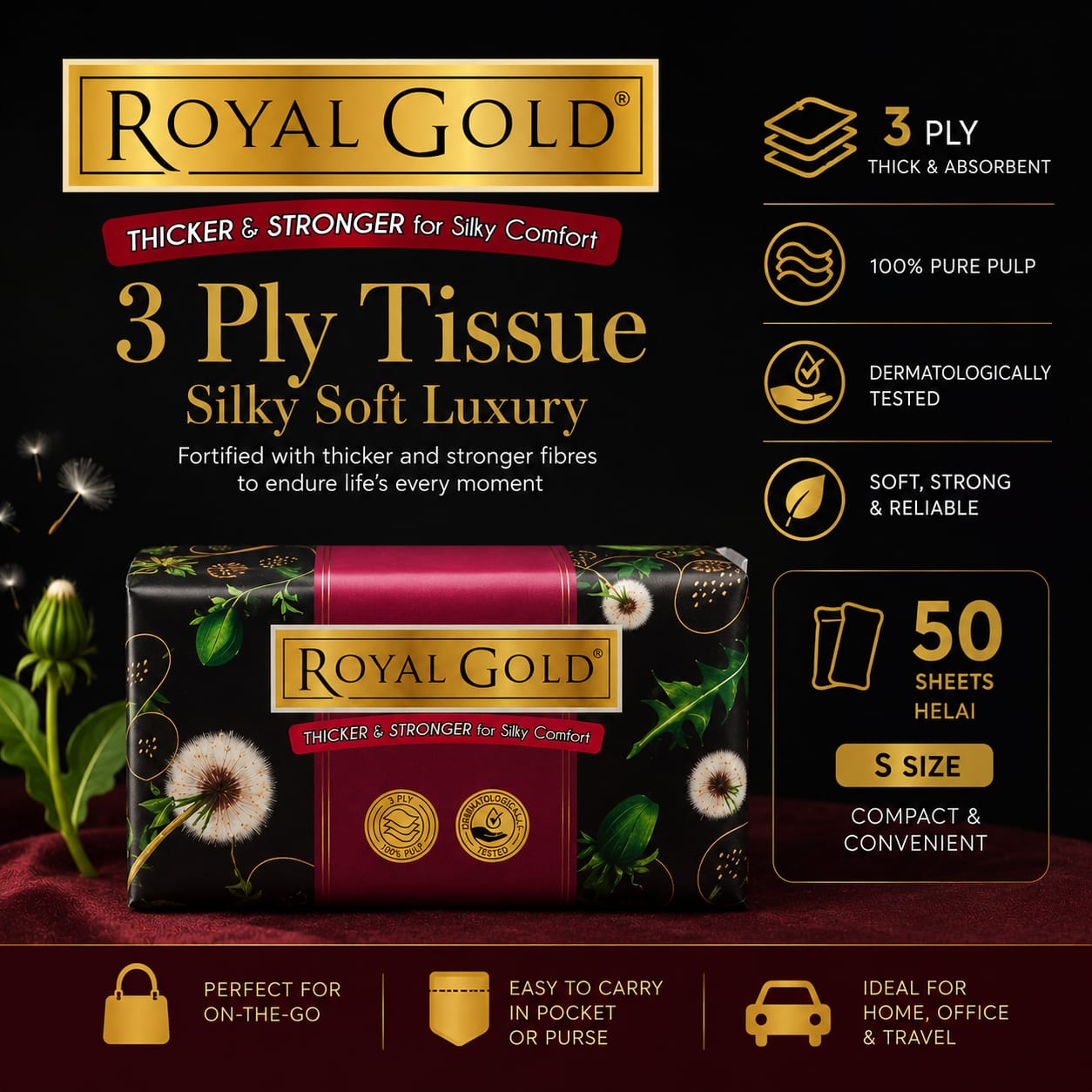 Royal Gold Royal Gold 3 Ply Soft Tissue 4 Packs