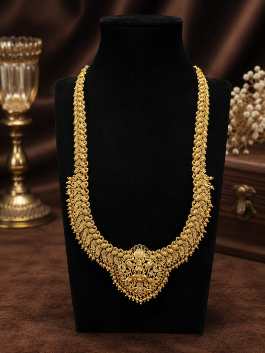 Available SG Stock - Temple Lakshmi Bridal Long Necklace – Antique Gold Finish (No earrings)