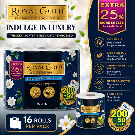 Royal Gold Royal Gold Elegant Bathroom Tissue 3 Ply 16 Rolls