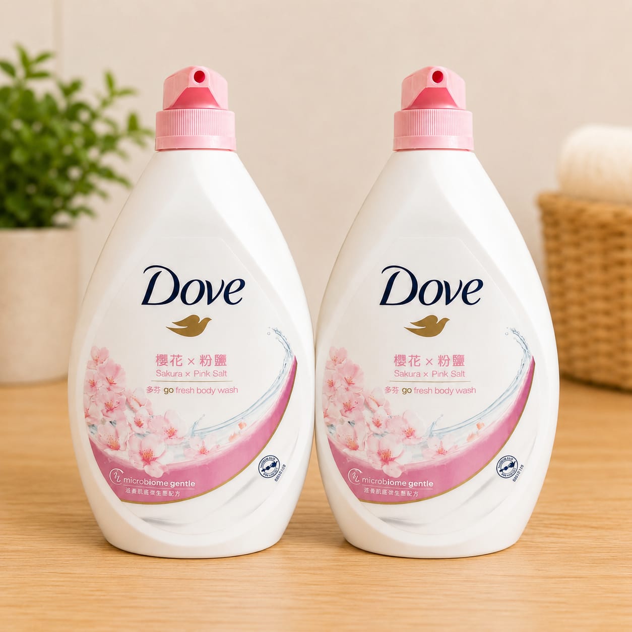 Dove Sakura x Pink Salt  Go Fresh Body Wash 1L – Single & Double Pack