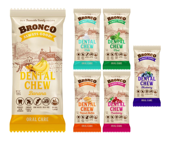 Bronco Dental Chew for Dogs, 18g (Mix & Match)