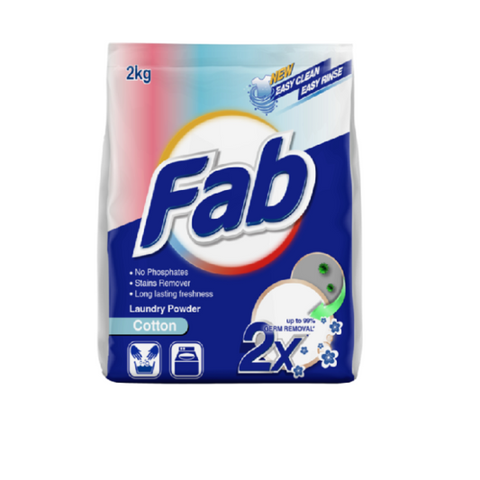 FAB LAUNDRY POWDER COTTON BLUE - 1.9-2.1KG (Bundle Pack)