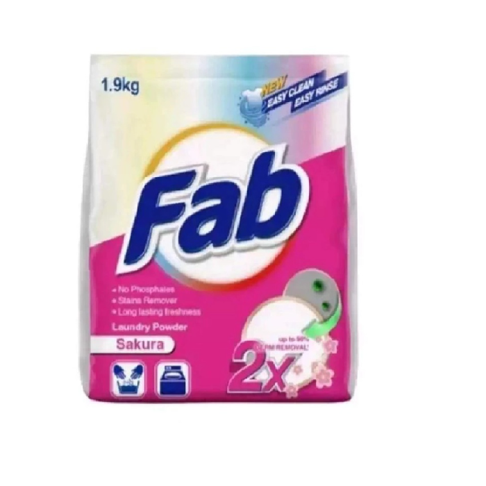 FAB LAUNDRY POWDER SAKURA PINK - 1.9kg X 2 (Bundle Pack)