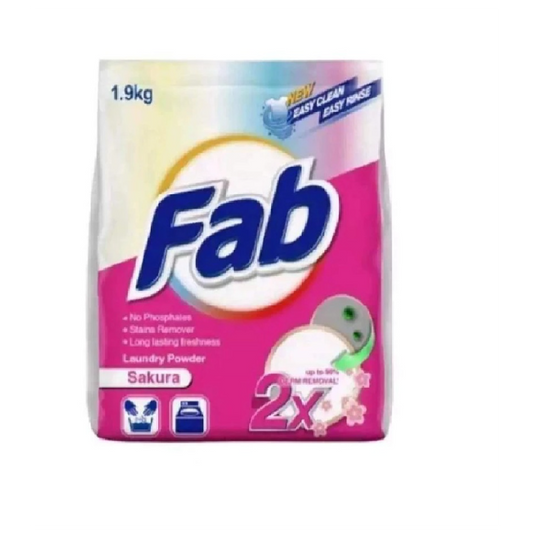 FAB LAUNDRY POWDER SAKURA PINK - 1.9kg X 2 (Bundle Pack)